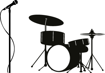 Instrumenten Grafik - Mikrofon und Schlagzeug