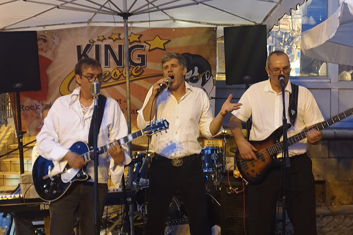 Auftritt der Rock’n‘Roll Band King Creole am 28.08.2026 auf dem Körnerplatz am Südhauschen in Dresden