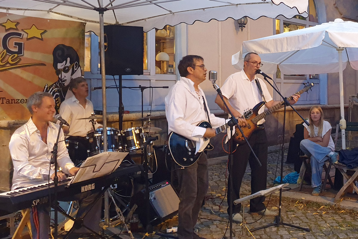 Auftritt der Rock’n‘Roll Band King Creole am 28.08.2026 auf dem Körnerplatz am Südhauschen in Dresden