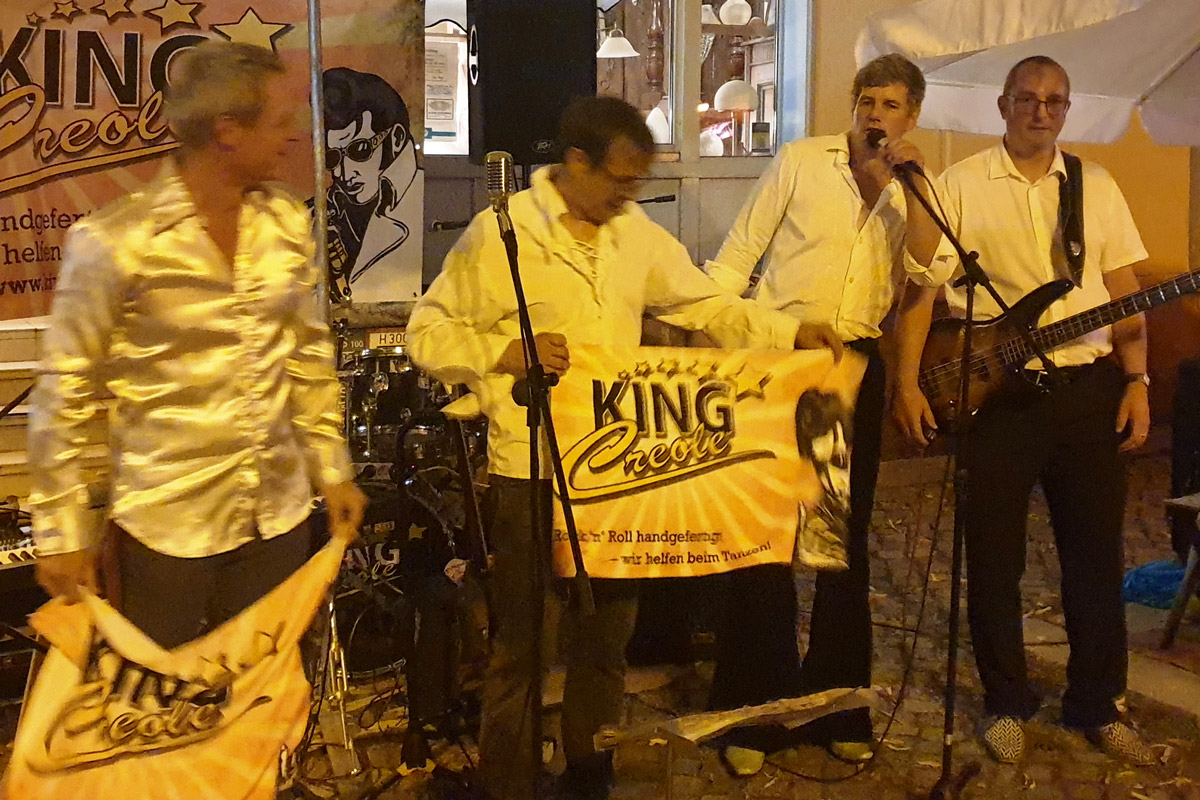 Auftritt der Rock’n‘Roll Band King Creole am 28.08.2026 auf dem Körnerplatz am Südhauschen in Dresden